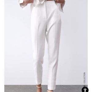 Zara White High-Waisted Pants